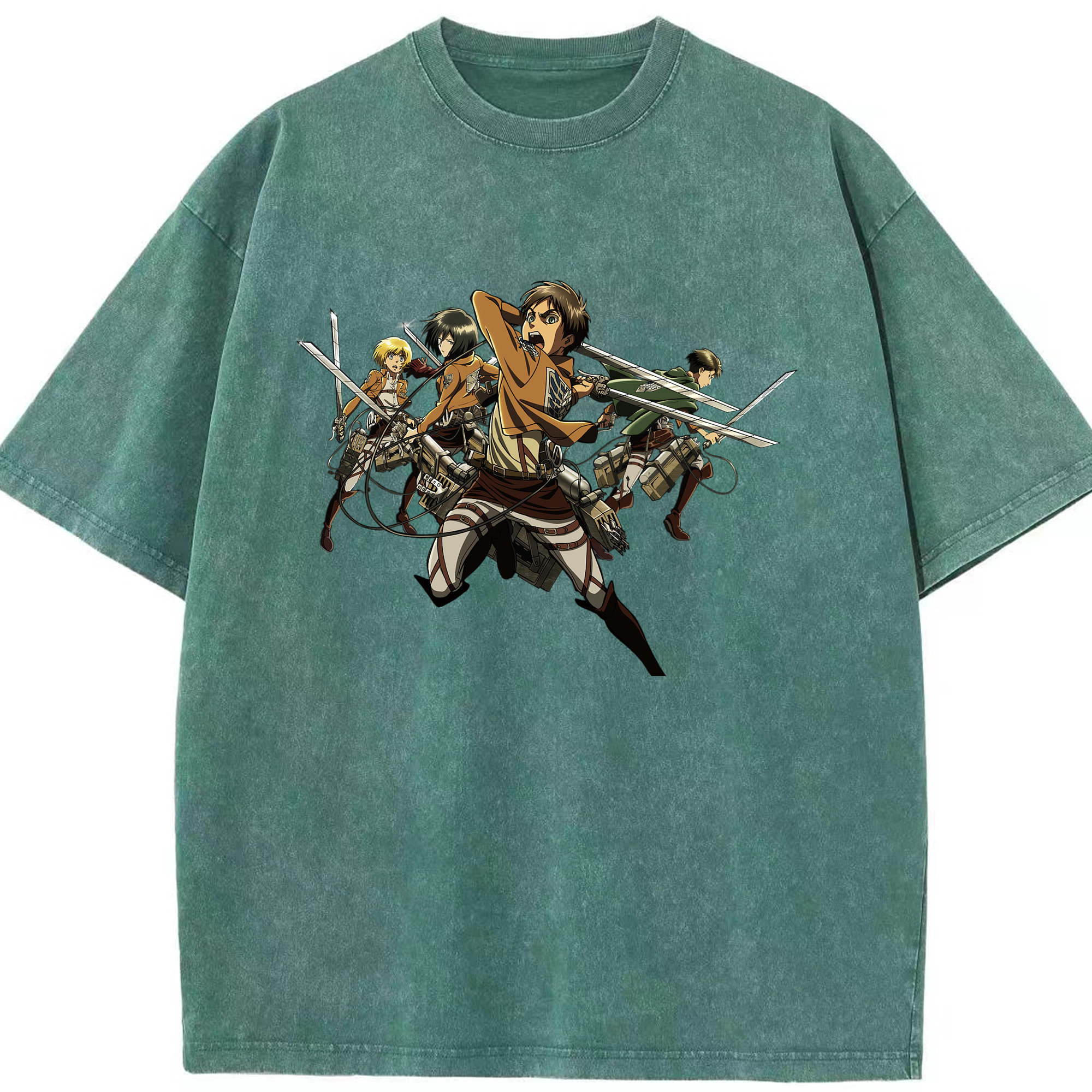 （画像用） 進撃の巨人 エレン･イェーガー Attack on Titan Eren Jäger 綿100% ヴィンテージ風 半袖Tシャツ（フロントプリント）